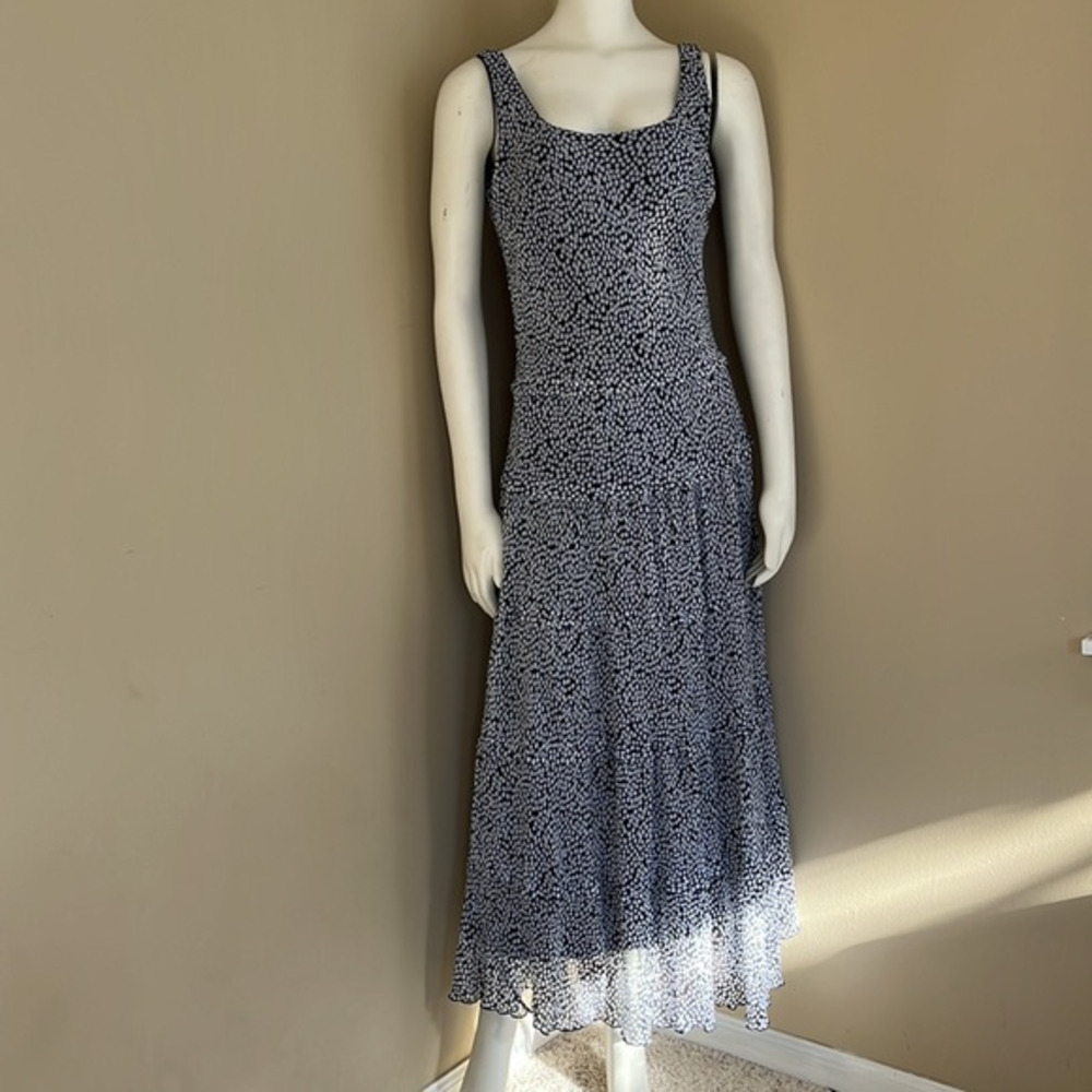 Nine West Maxi Full Length Sleeveless Blue White Summer Dress Size‎ S